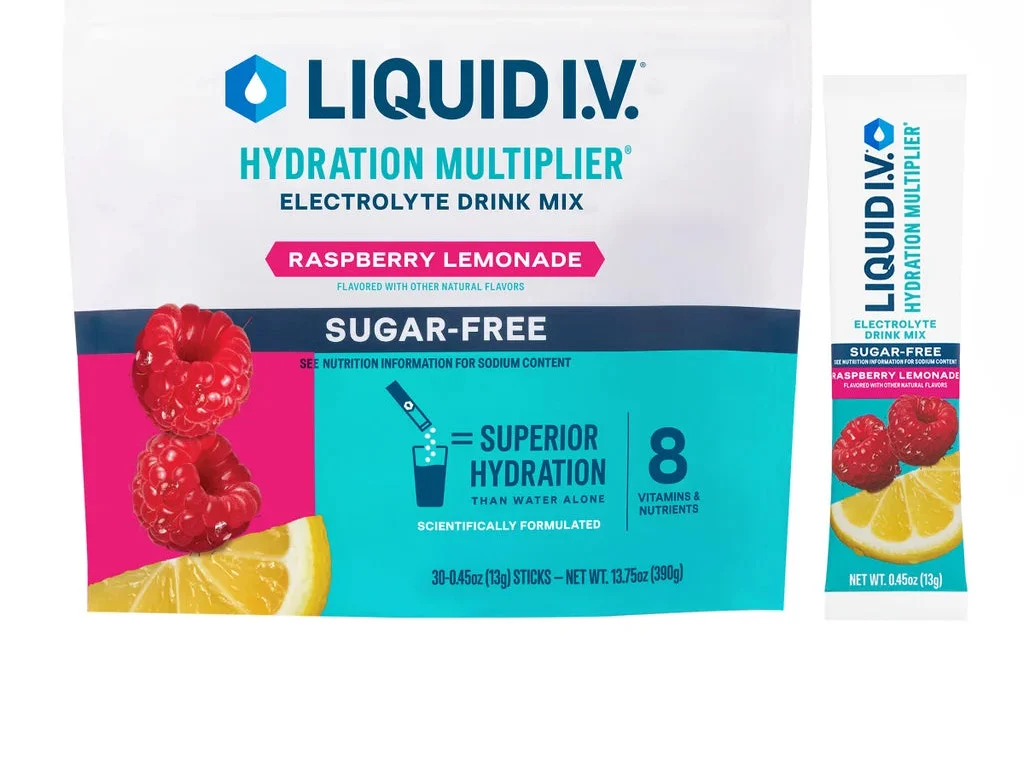 Liquid I.V. Hydration Multiplier – Sugar Free Raspberry Lemonade (30 Sticks)
