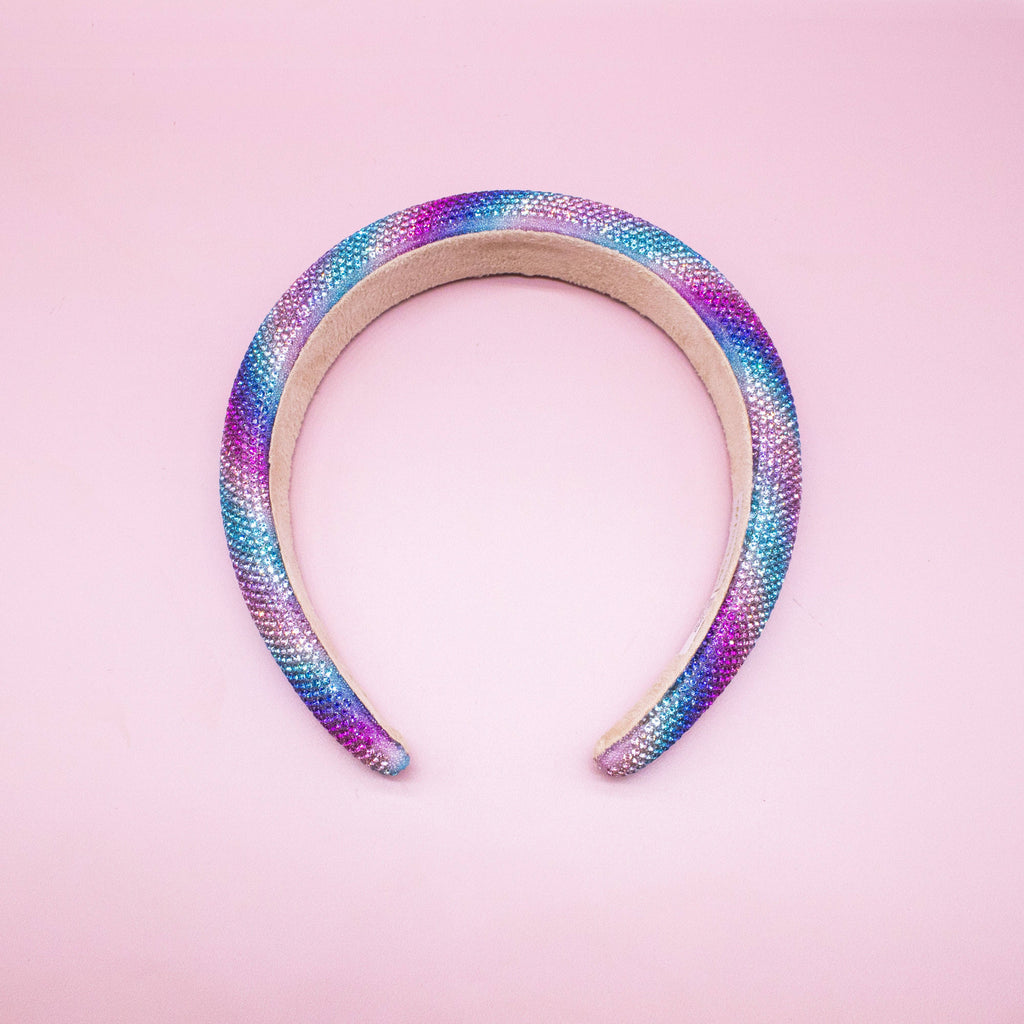 Rhinestone Headband - Padded Rainbow Hair Band