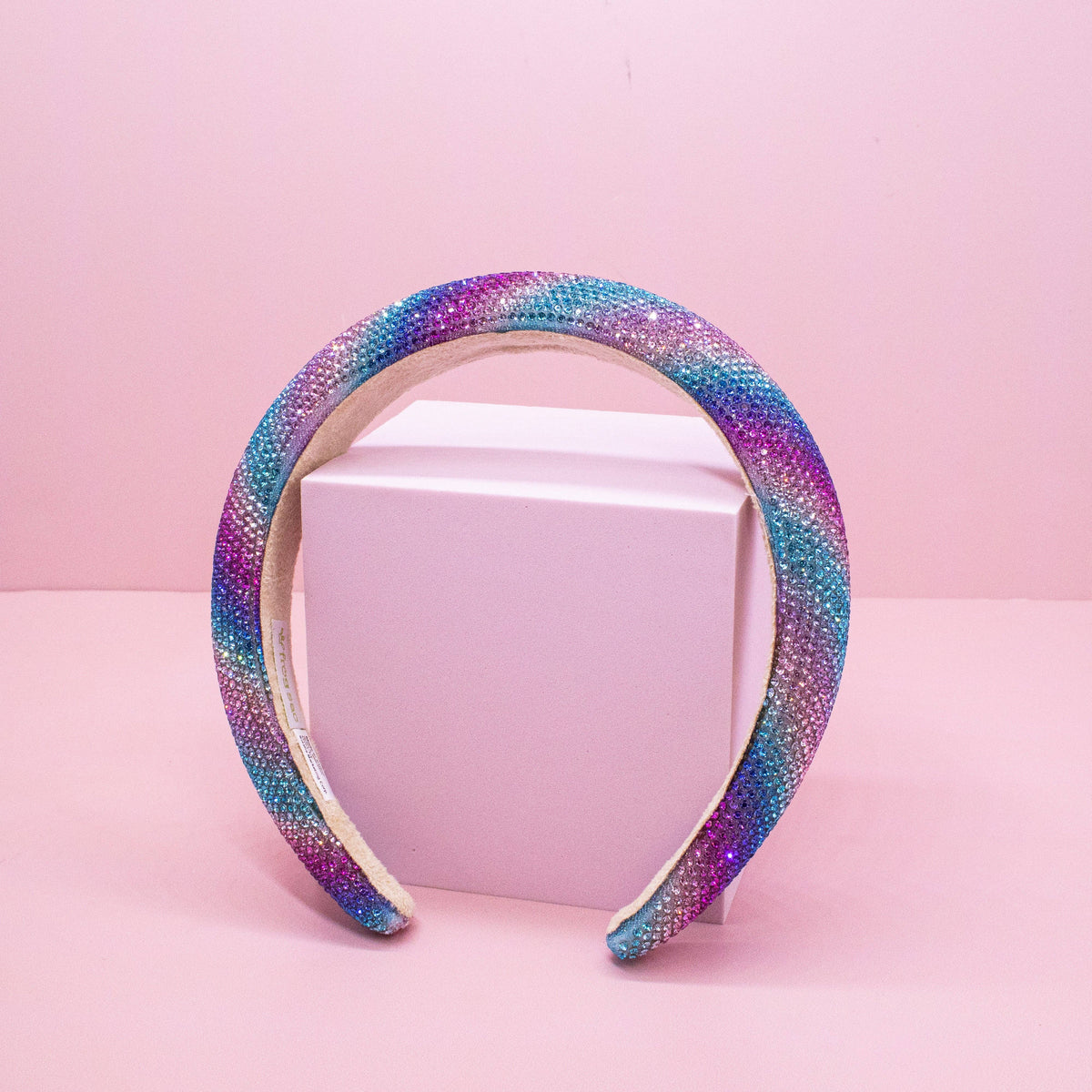 Rhinestone Headband - Padded Rainbow Hair Band