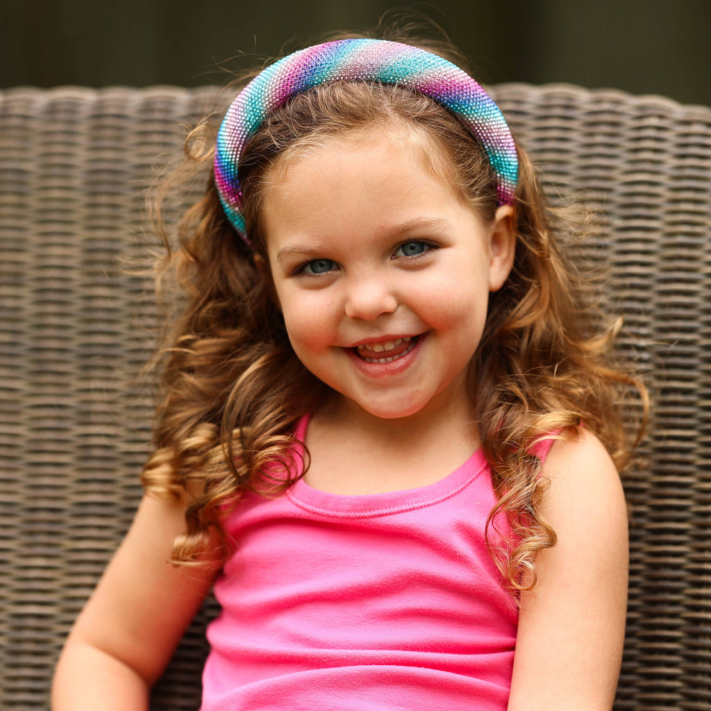 Rhinestone Headband - Padded Rainbow Hair Band