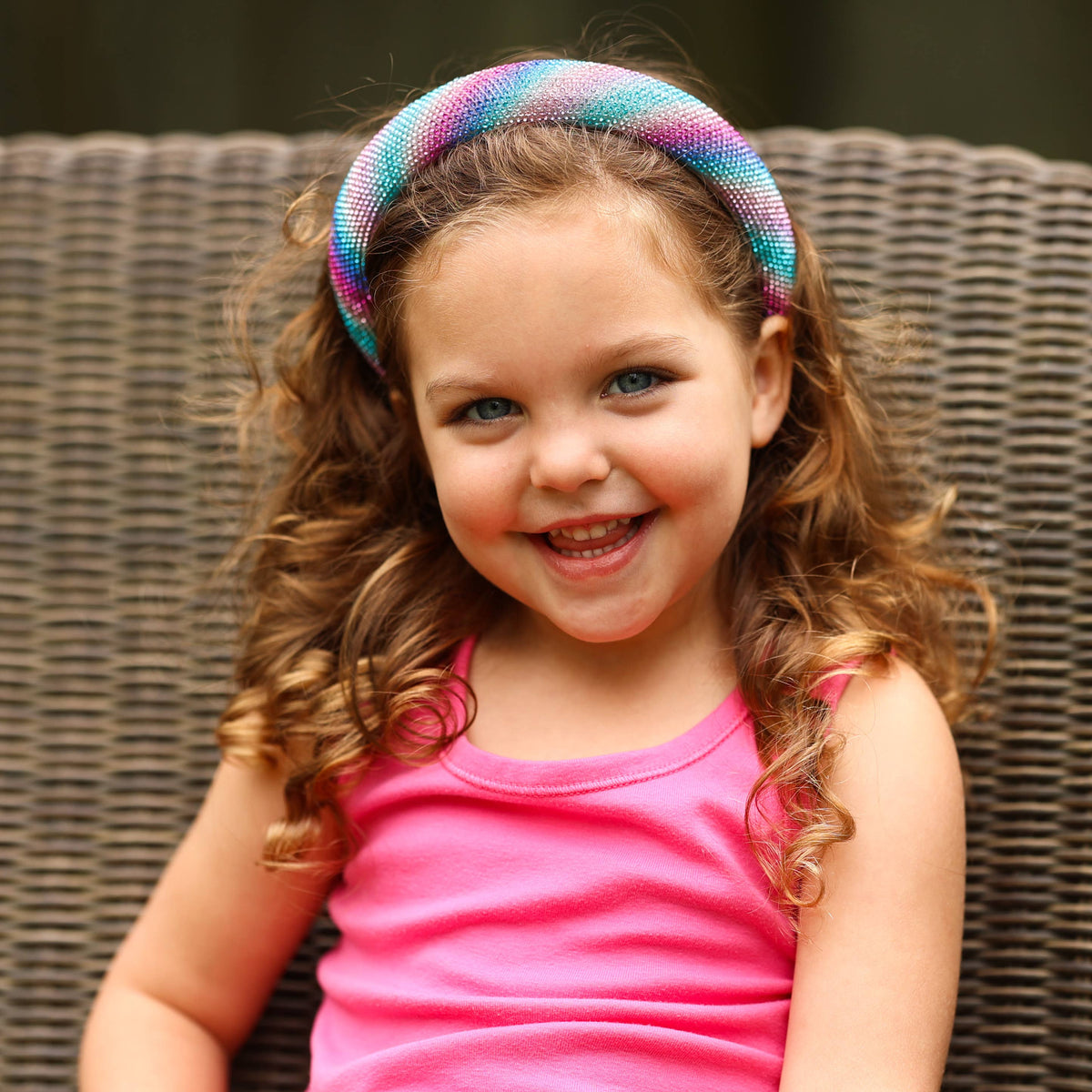 Rhinestone Headband - Padded Rainbow Hair Band