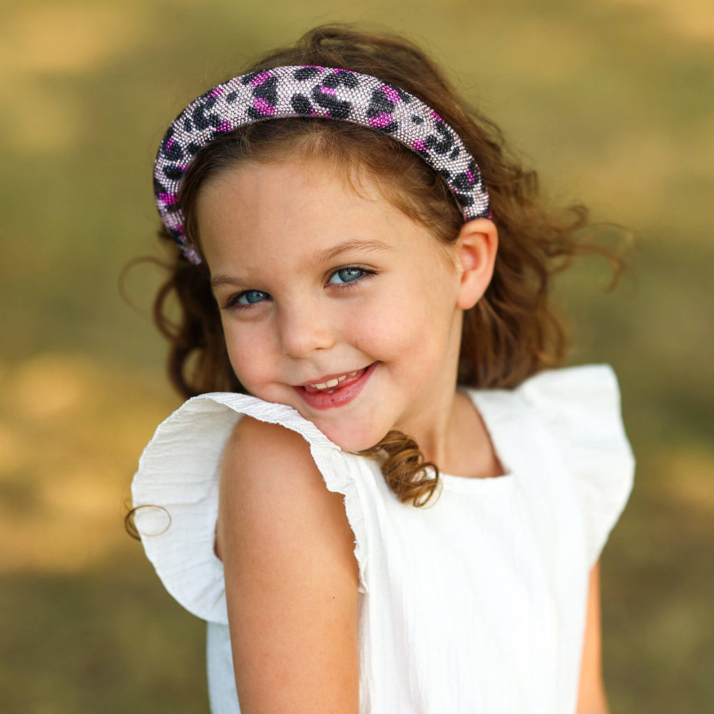Rhinestone Headband - Kids Leopard Animal Print
