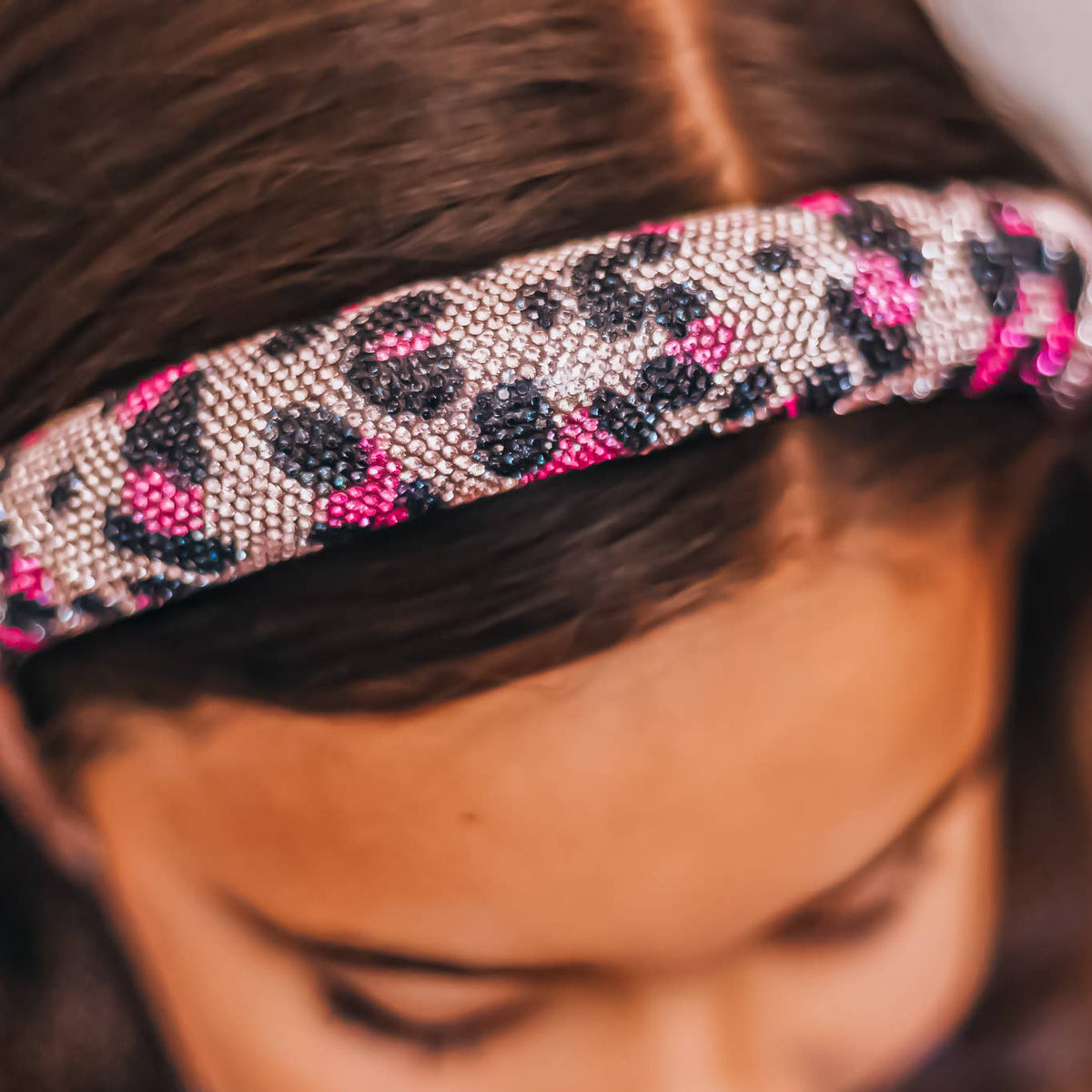 Rhinestone Headband - Kids Leopard Animal Print