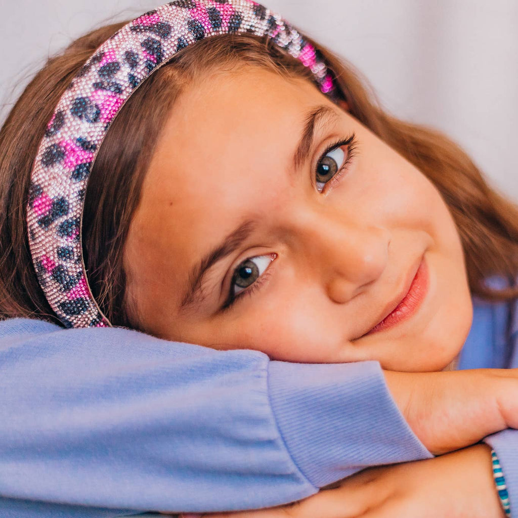 Rhinestone Headband - Kids Leopard Animal Print