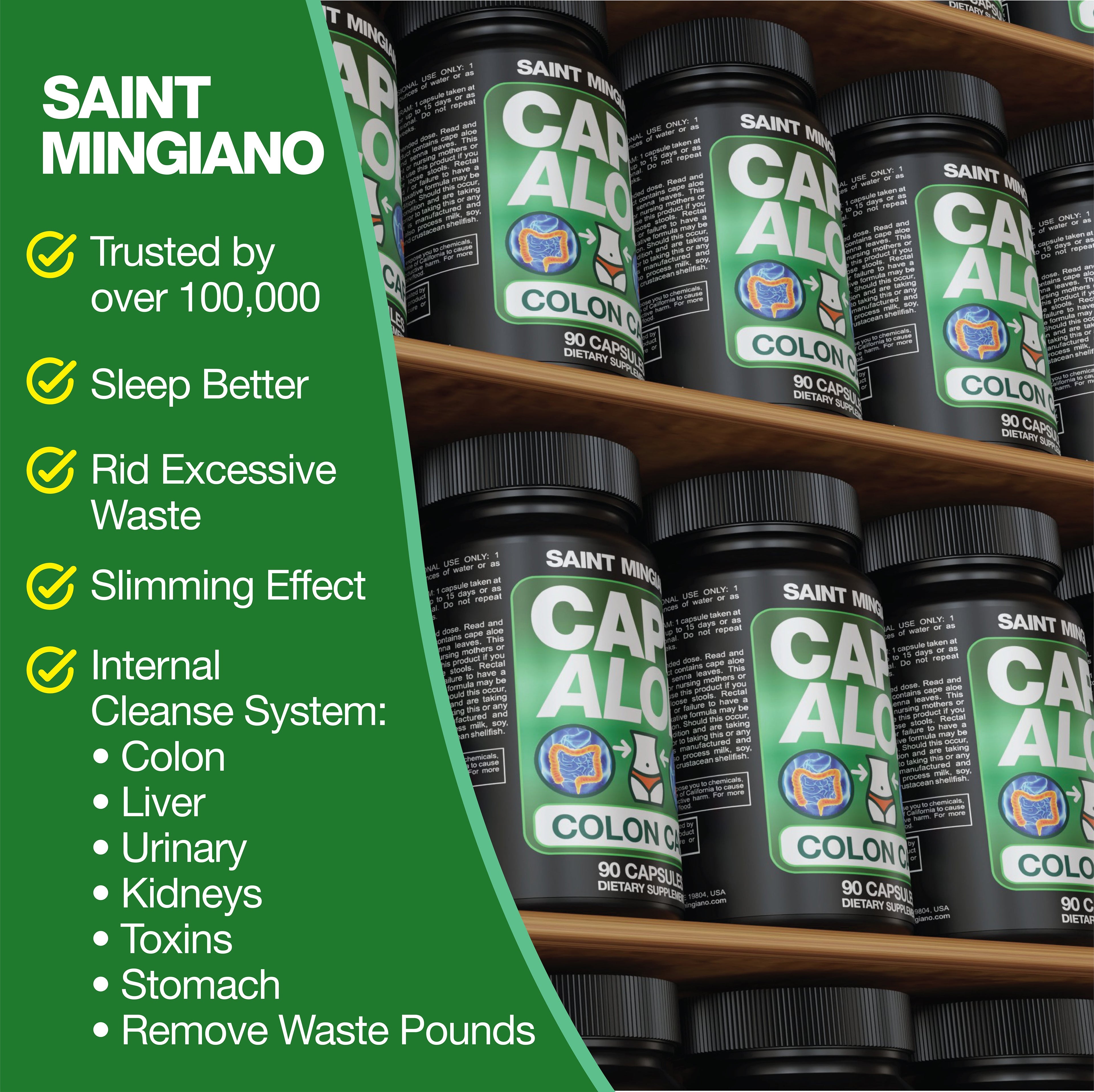 Cape Aloe Colon Cleanse, Detox & Flush - 90 Capsules. Gentle Constipation Relief