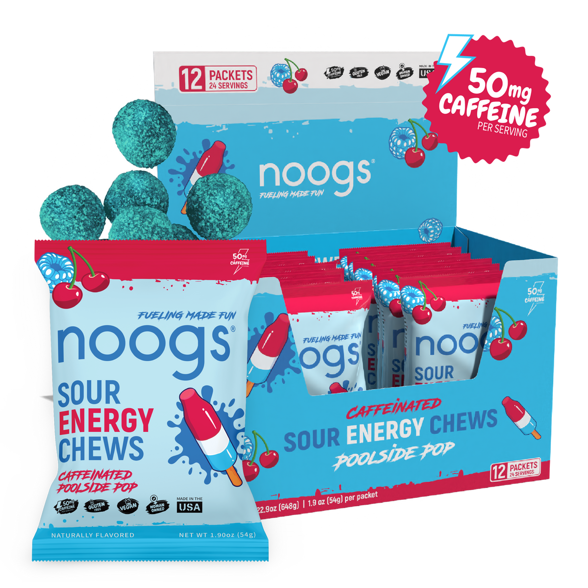 Caffeinated Poolside Pop Sour Energy Chews