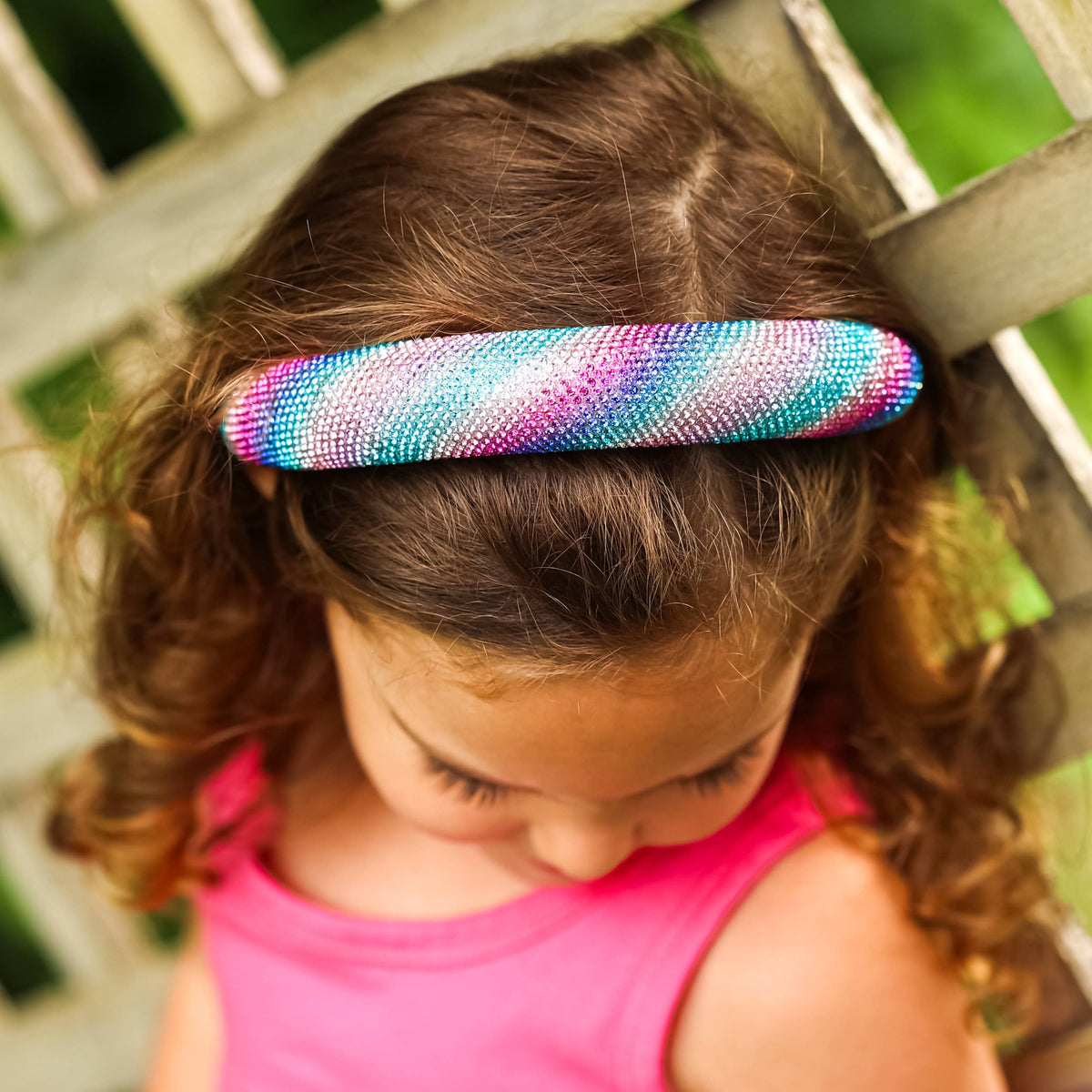 Rhinestone Headband - Padded Rainbow Hair Band