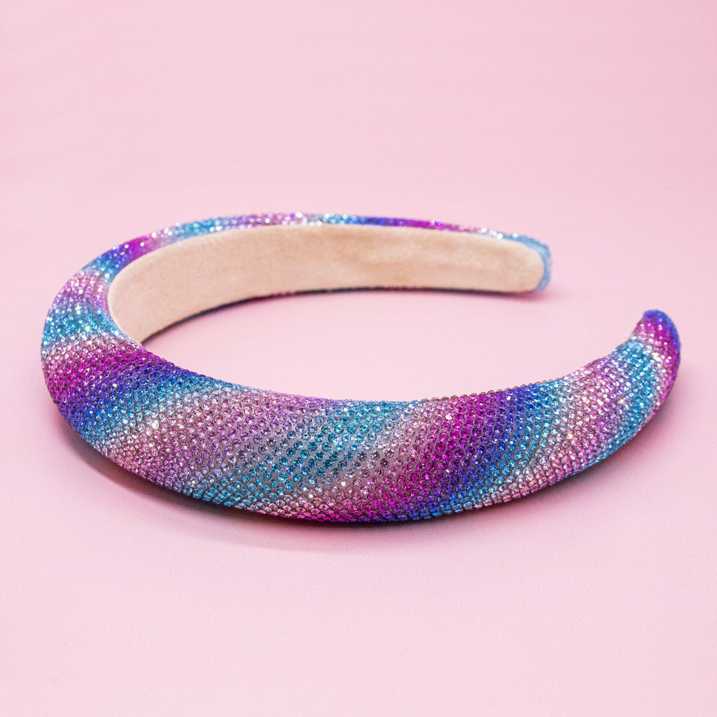 Rhinestone Headband - Padded Rainbow Hair Band